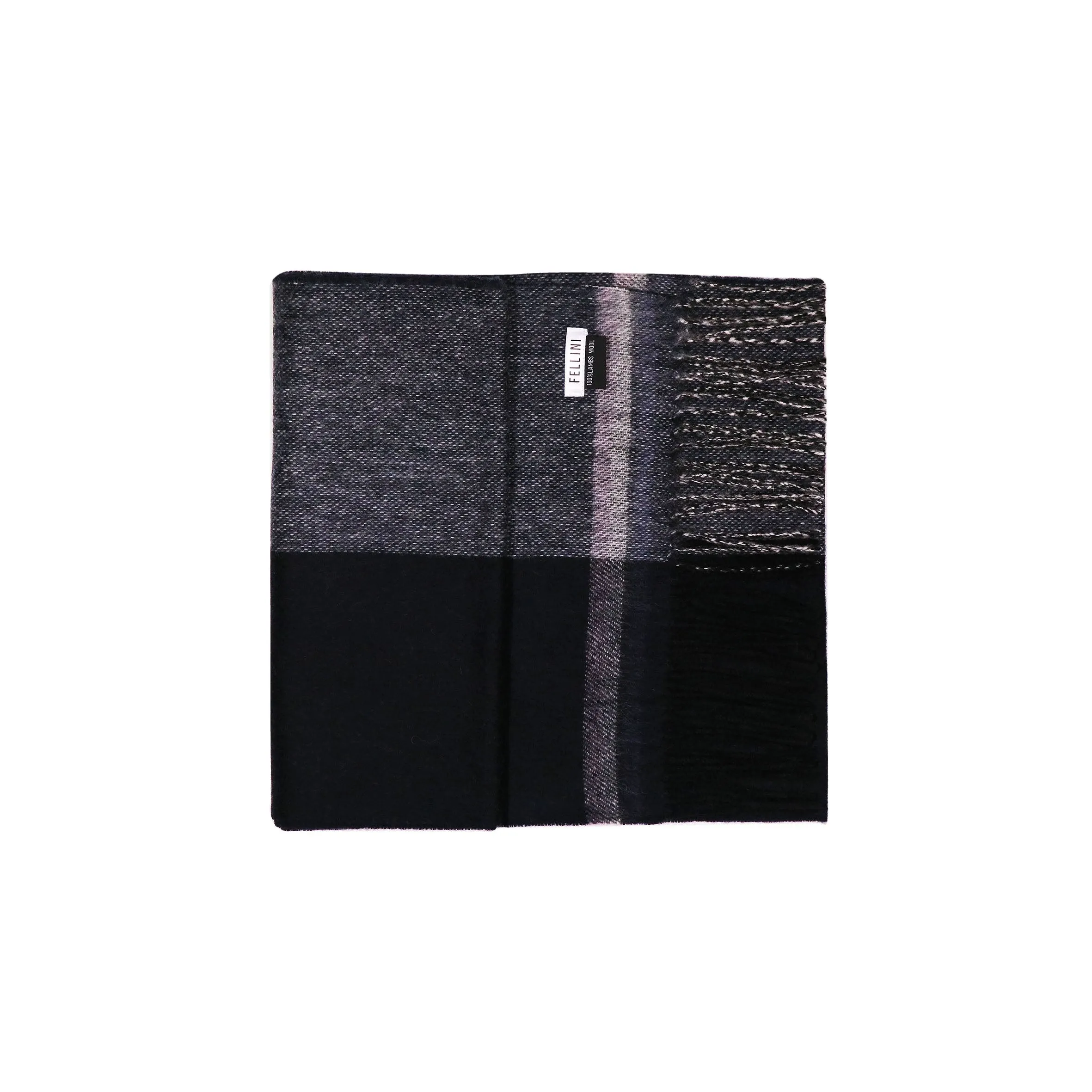 100% Lambs Wool Scarf - Charcoal Regatta Stripe