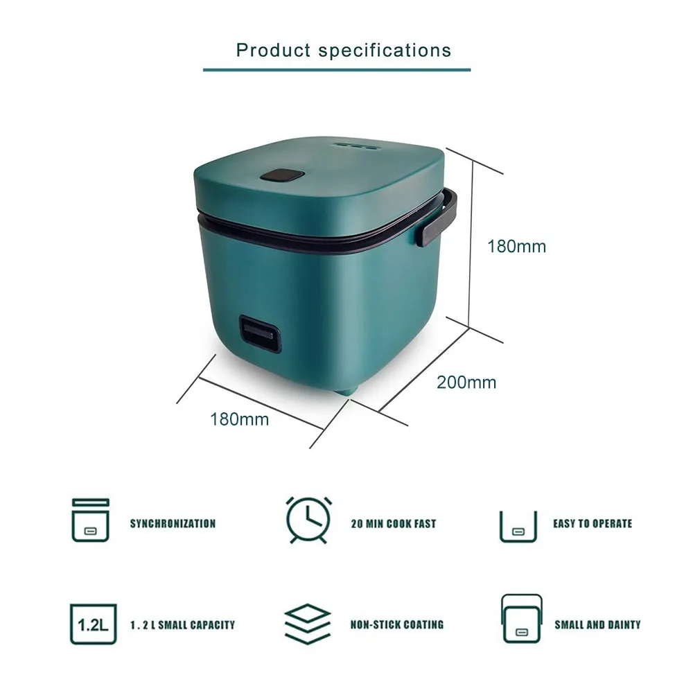 1.2L Mini Rice Cooker | Travel Small Non-Stick Pot for Soup, Rice & Stews