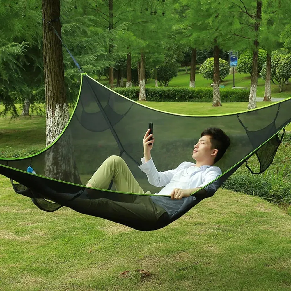 13ft Triangle Camping Hammock Max 550 lbs for2-6 Adult Kid,Multi Person Tree Hammock with 3 Ratchet Tie Down Straps & Net Pocket