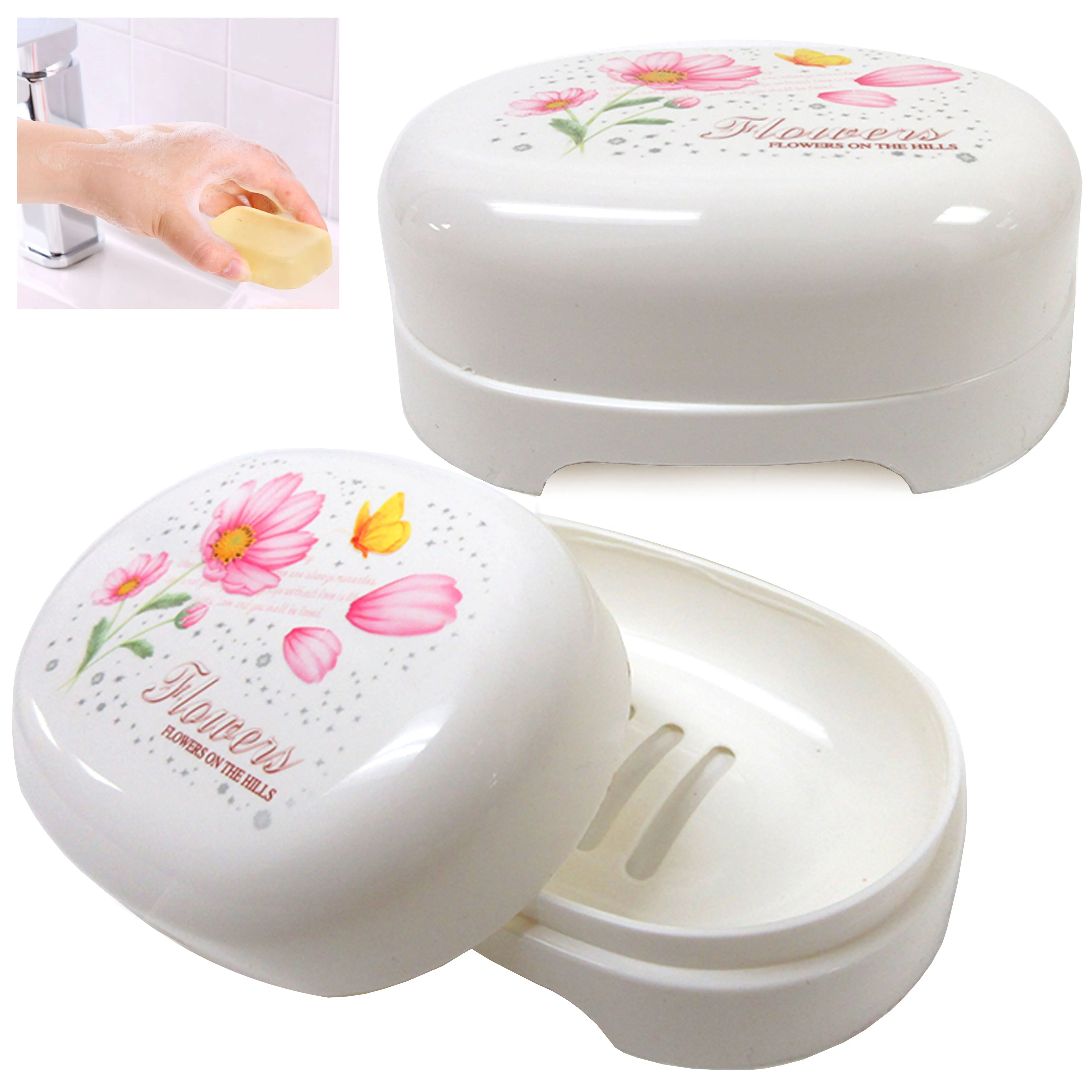 2 Soap Container Box Travel Soap Holder Durable Case Dish Bathroom Camping Hikin