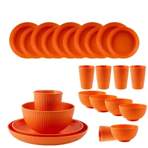 24 Piece Wheat Straw Ramen Bowl Set For Camping