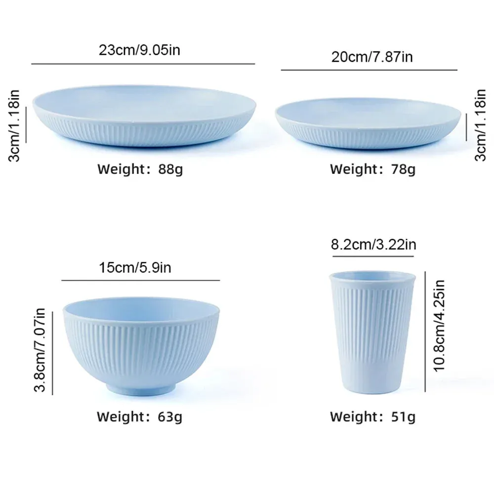 24 Piece Wheat Straw Ramen Bowl Set For Camping