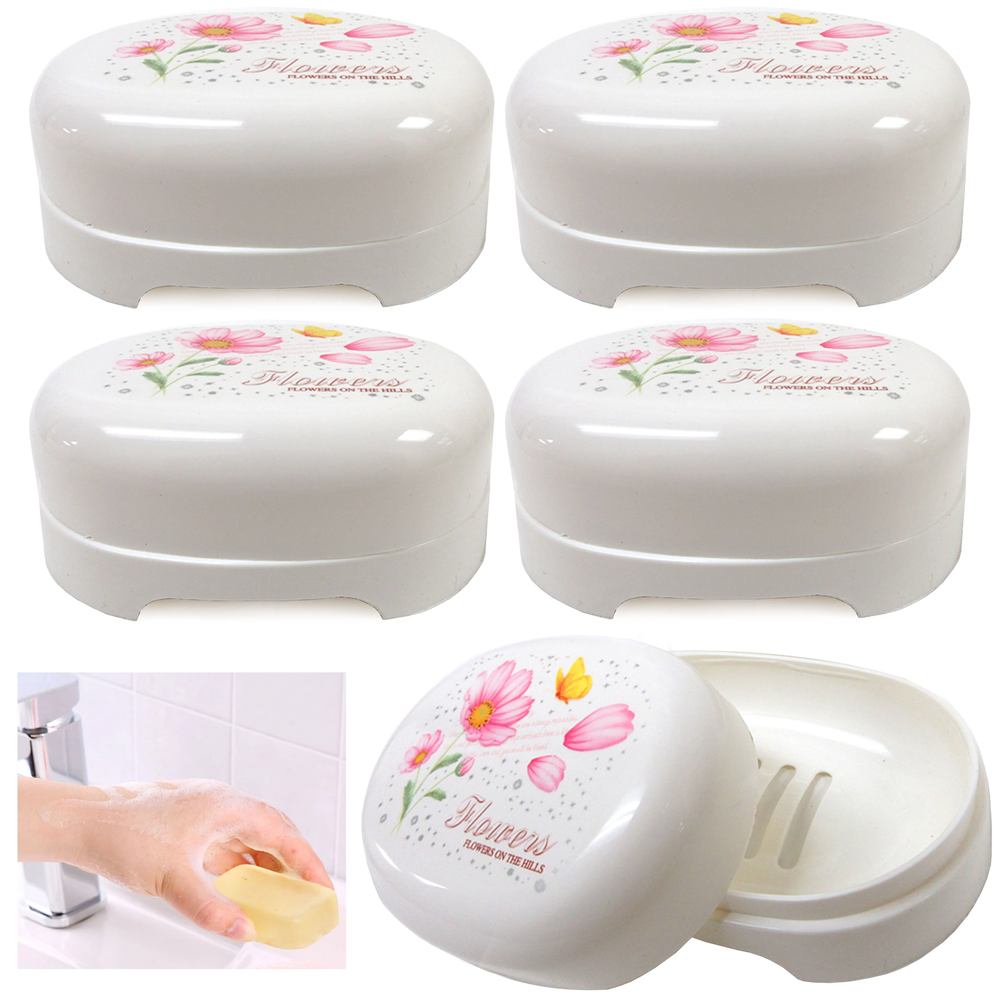 4 Soap Container Box Travel Soap Holder Durable Case Dish Bathroom Camping Hikin
