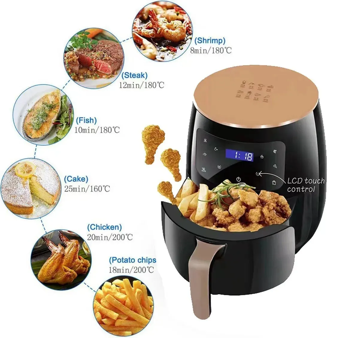 6L Air fryer Multi-functional intelligent touch screen