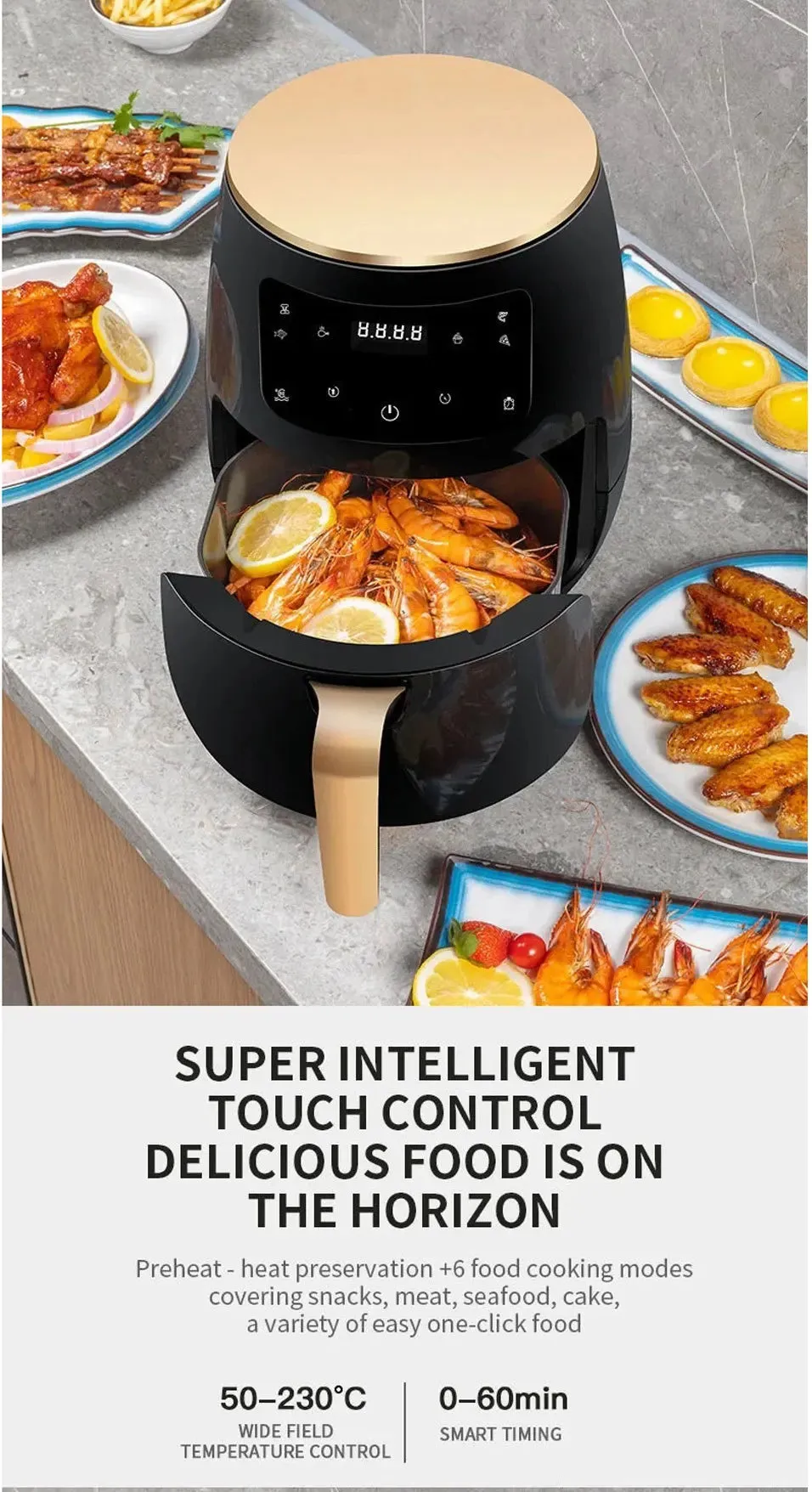 6L Air fryer Multi-functional intelligent touch screen