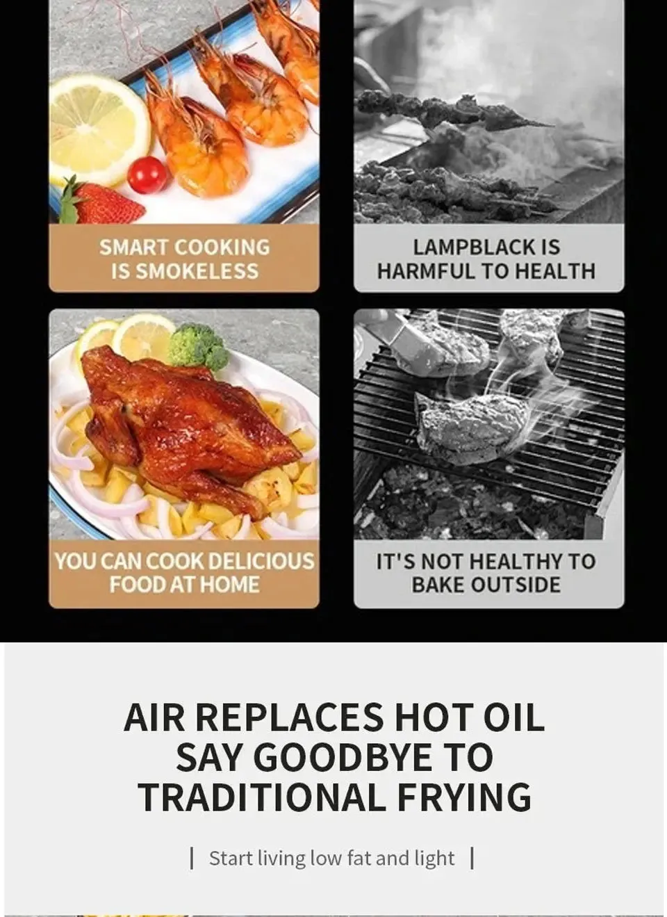 6L Air fryer Multi-functional intelligent touch screen
