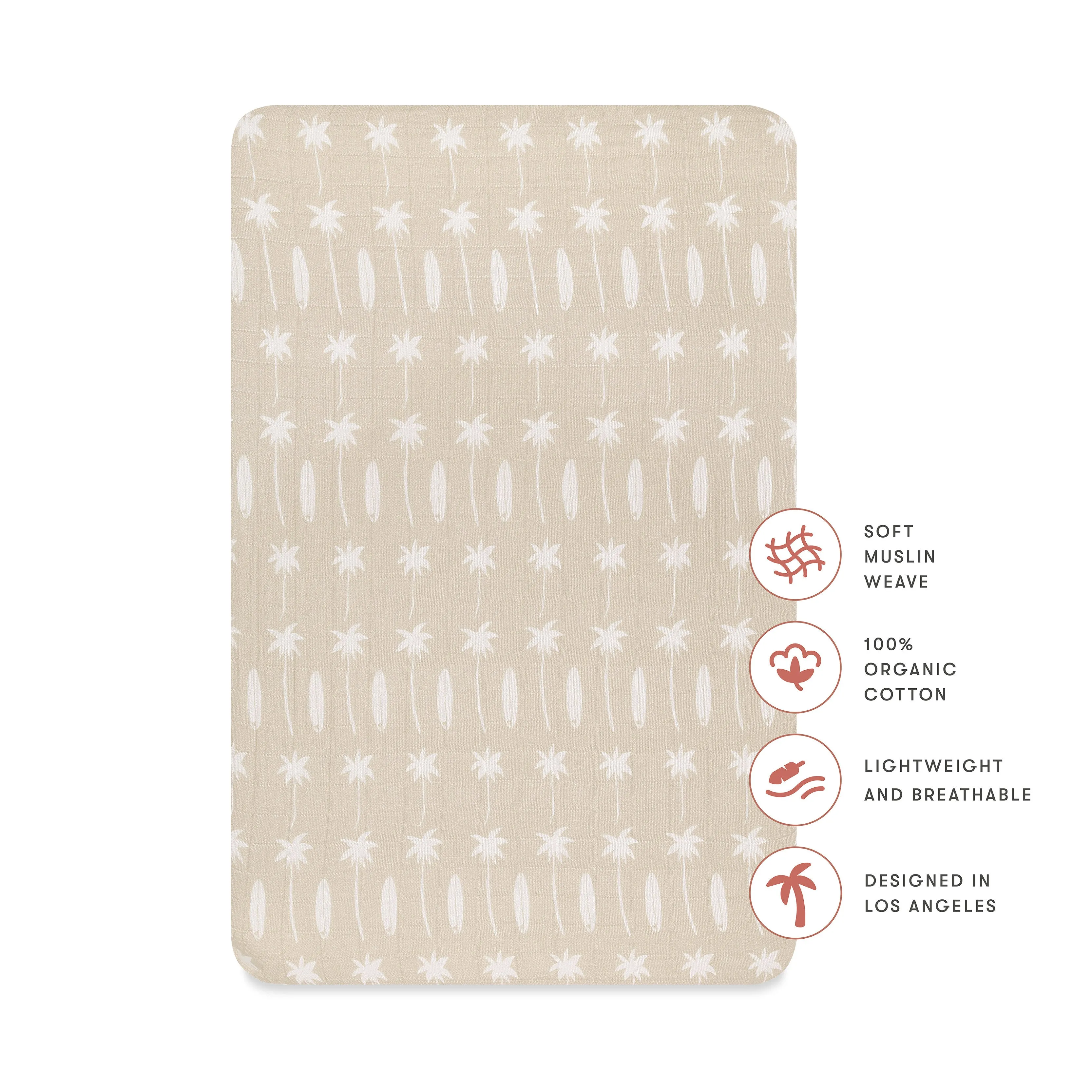 Babyletto Beach Bum All-Stages Bassinet Sheet in GOTS Certified Organic Muslin Cotton