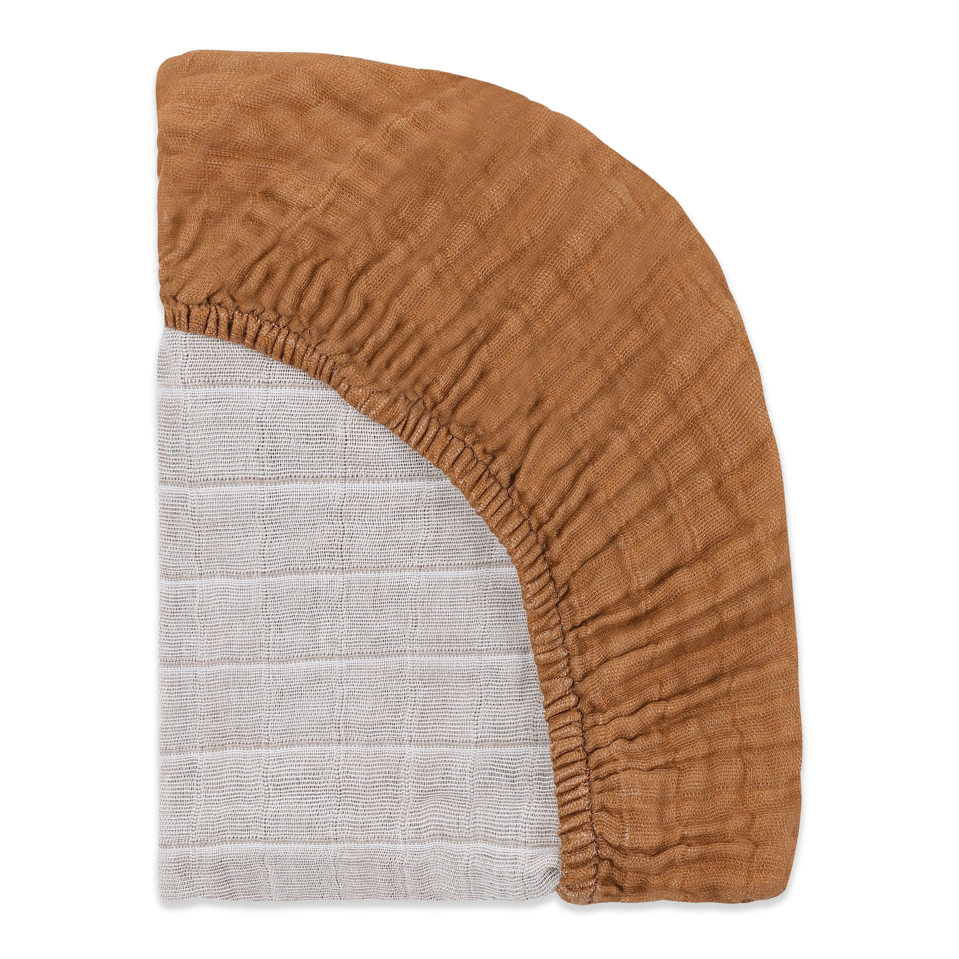 Babyletto Burnt Sienna All-Stages Bassinet Sheet in GOTS Certified Organic Muslin Cotton