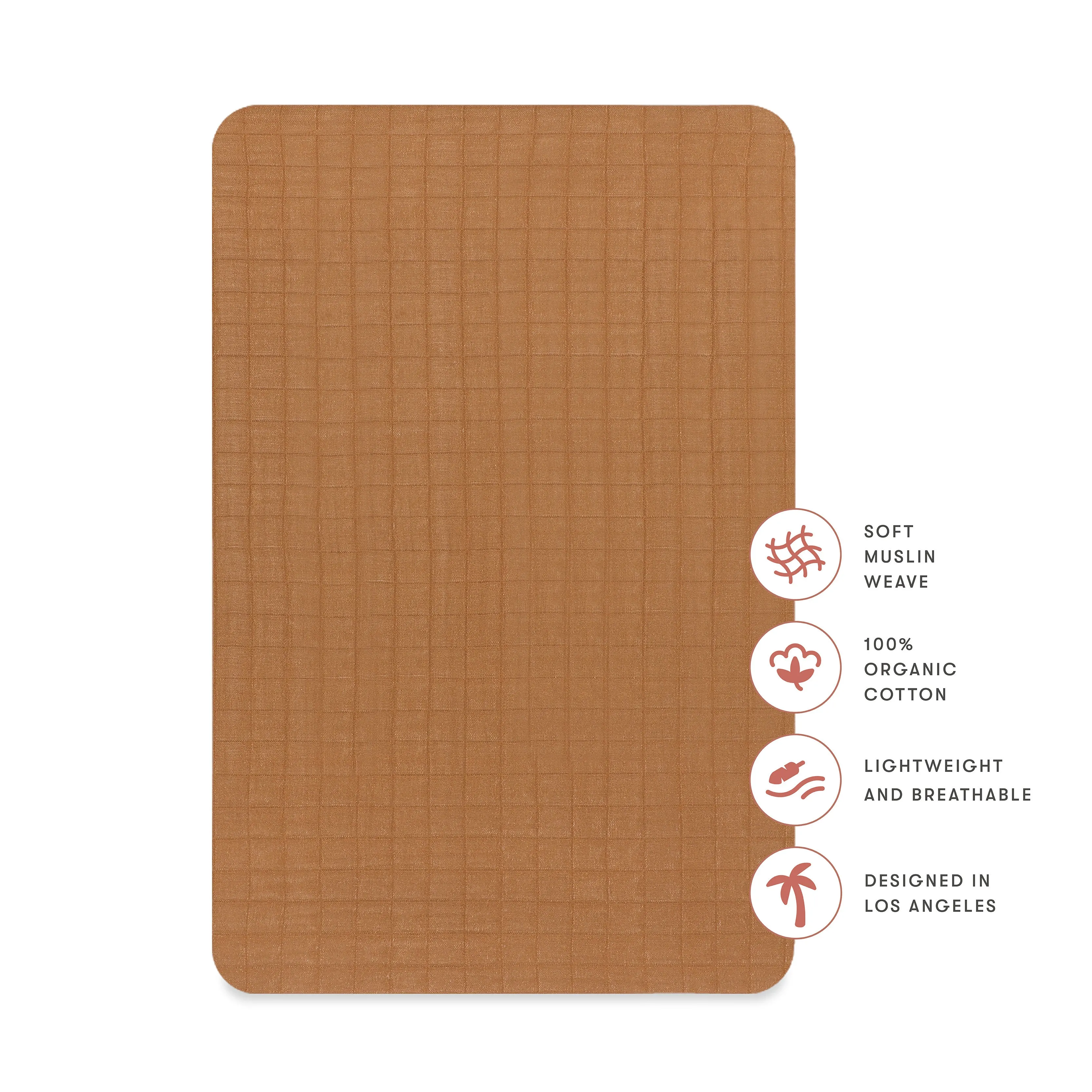 Babyletto Burnt Sienna All-Stages Bassinet Sheet in GOTS Certified Organic Muslin Cotton