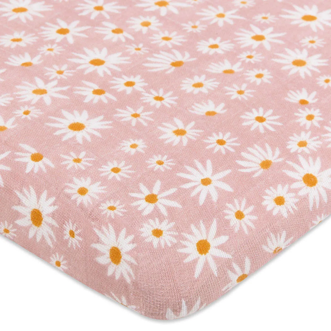 Babyletto Daisy Muslin All-Stages Bassinet Sheet in GOTS Certified Organic Cotton