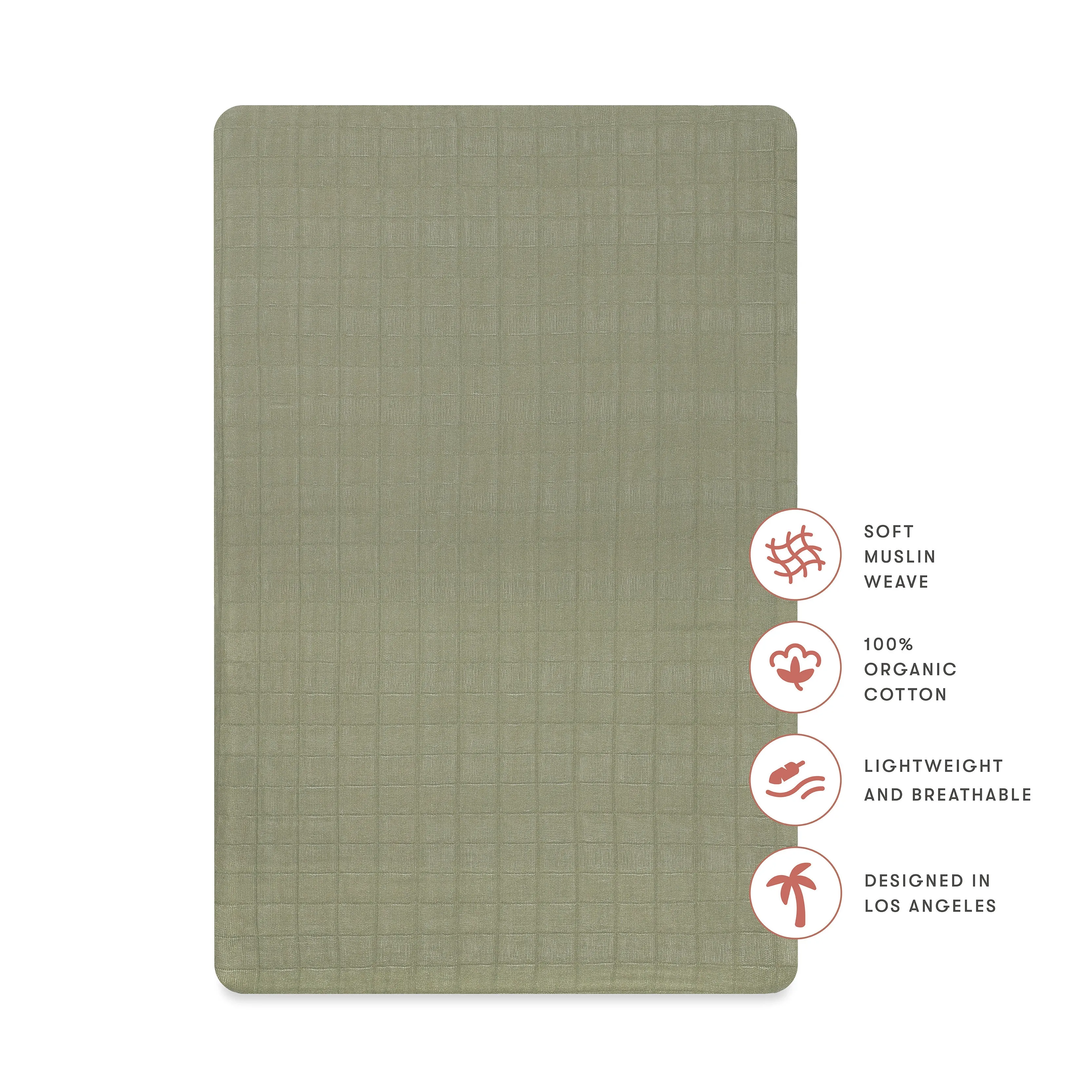 Babyletto Matcha All-Stages Bassinet Sheet in GOTS Certified Organic Muslin Cotton