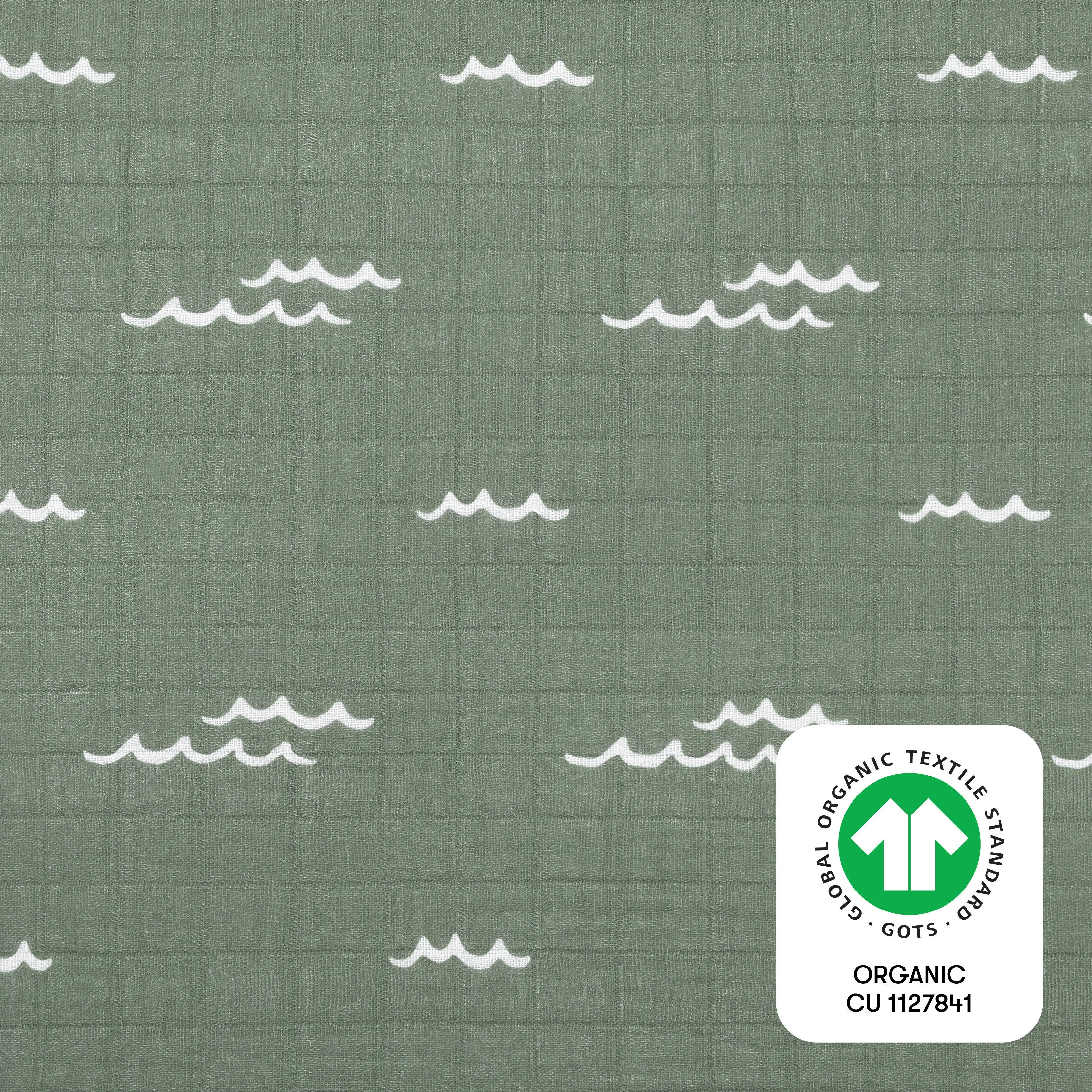 Babyletto Ocean Waves All-Stages Bassinet Sheet in GOTS Certified Organic Muslin Cotton