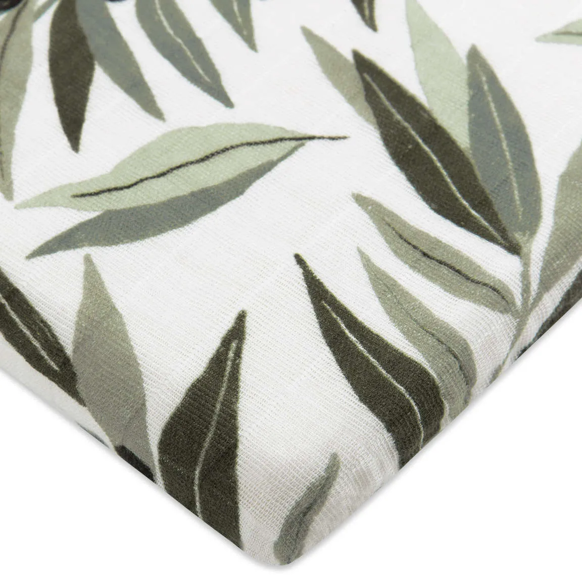 Babyletto Olive Branches Muslin All-Stages Bassinet Sheet in GOTS Certified Organic Cotton