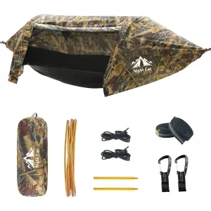 Camping Hammock Tent with Mosquito Net and Rain Fly 1 Person Backpacking Bivvy Ground Tent with Tree Strap Swing Heavy