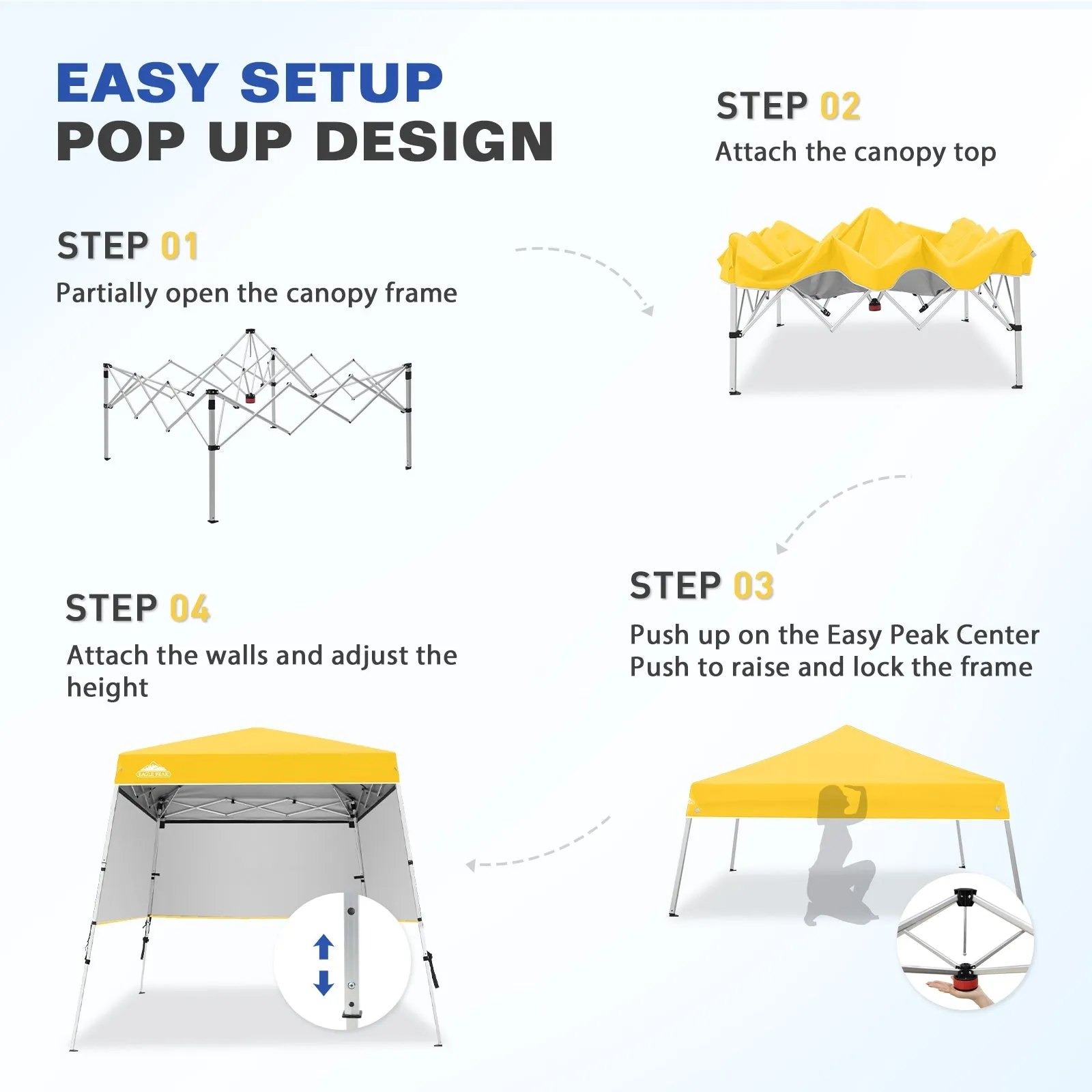 Day Tripper 8x8 Aluminum Super-Lightweight Slant Leg Pop Up Canopy with 3 Removable Walls