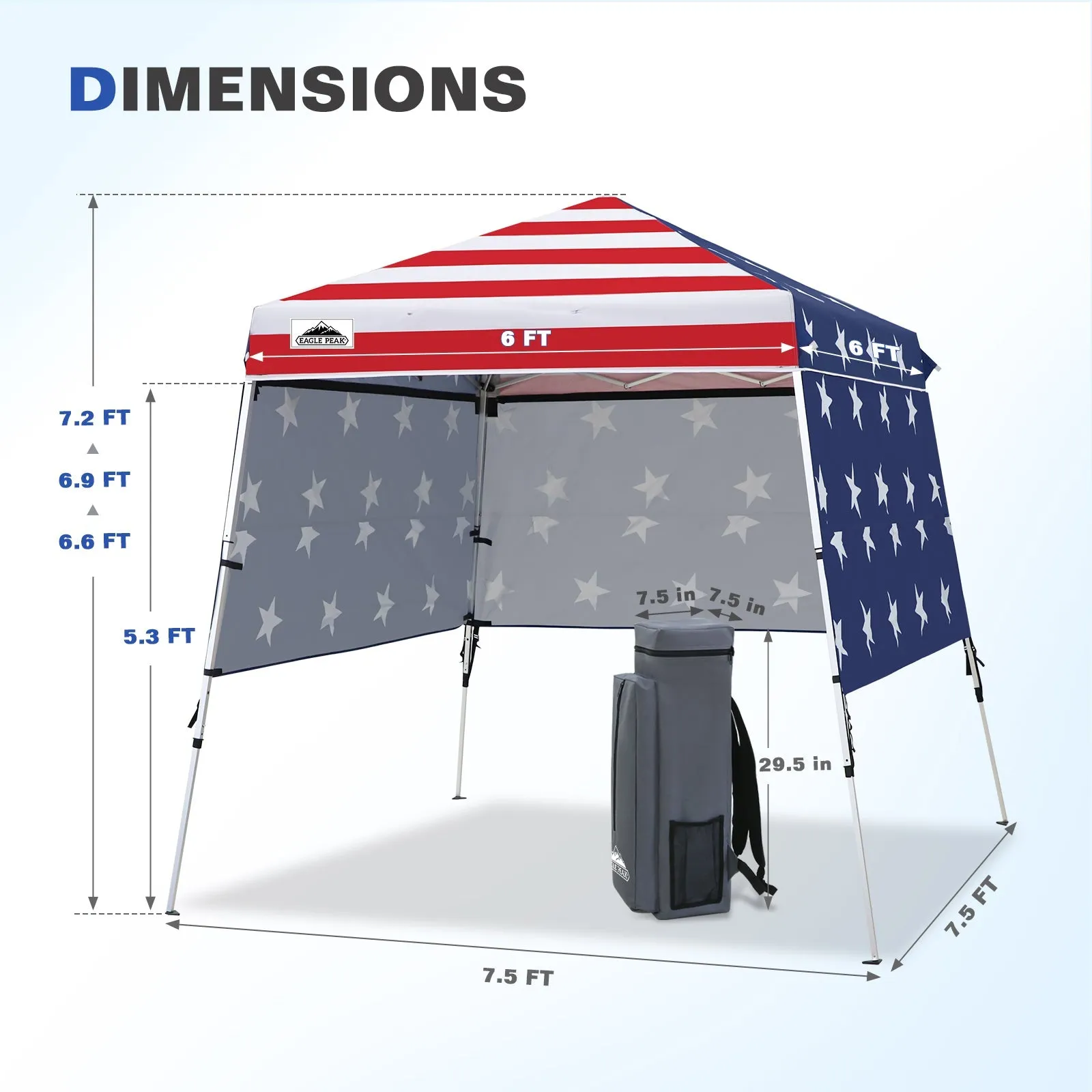 Day Tripper 8x8 Aluminum Super-Lightweight Slant Leg Pop Up Canopy with 3 Removable Walls