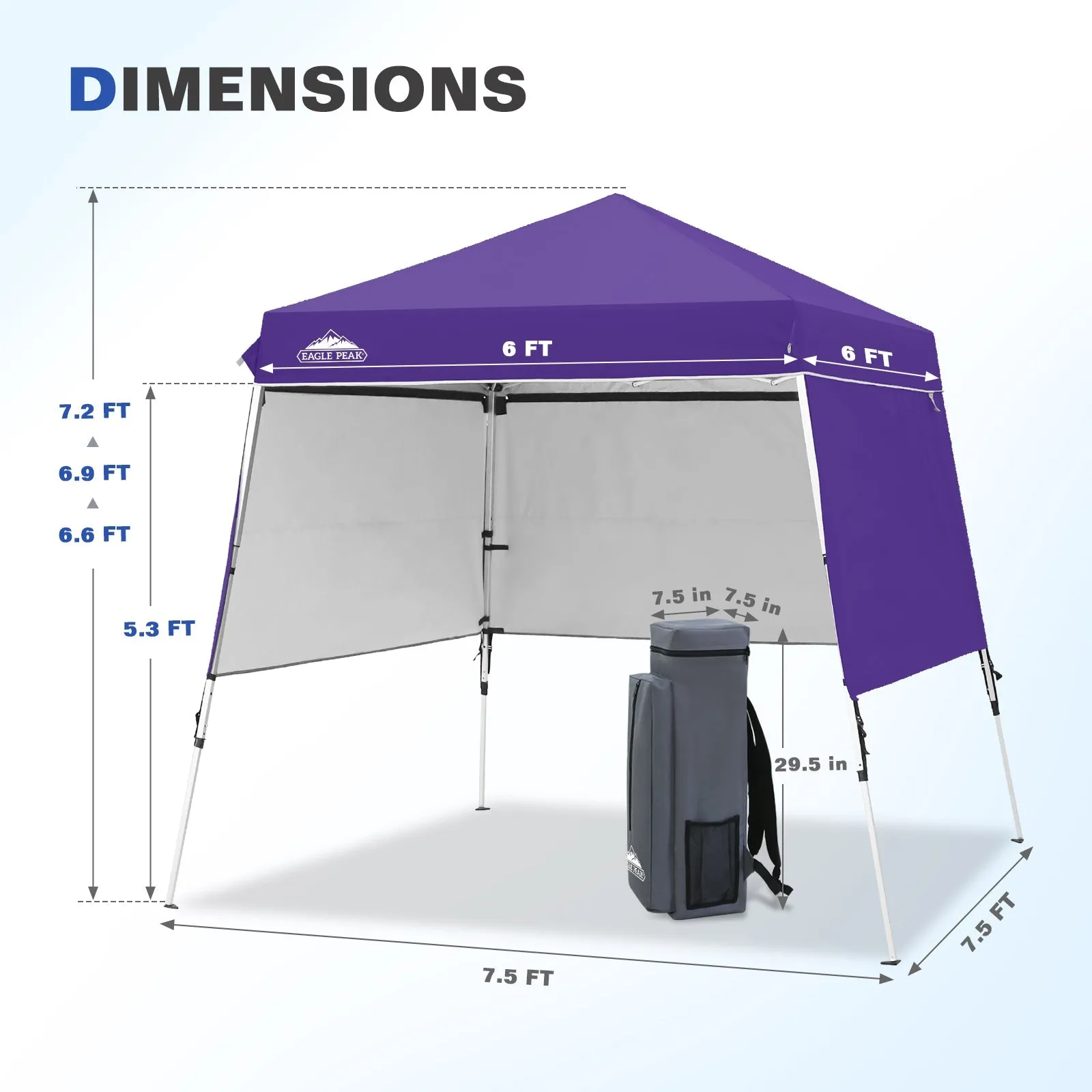 Day Tripper 8x8 Aluminum Super-Lightweight Slant Leg Pop Up Canopy with 3 Removable Walls
