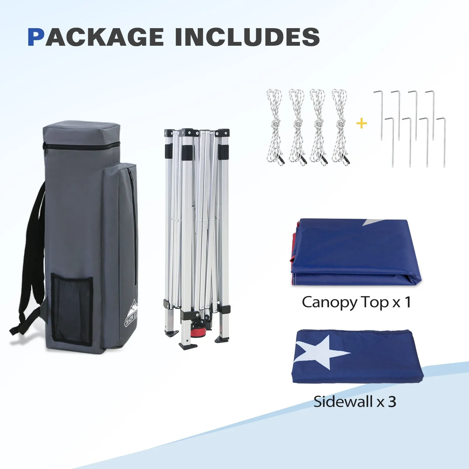 Day Tripper 8x8 Aluminum Super-Lightweight Slant Leg Pop Up Canopy with 3 Removable Walls