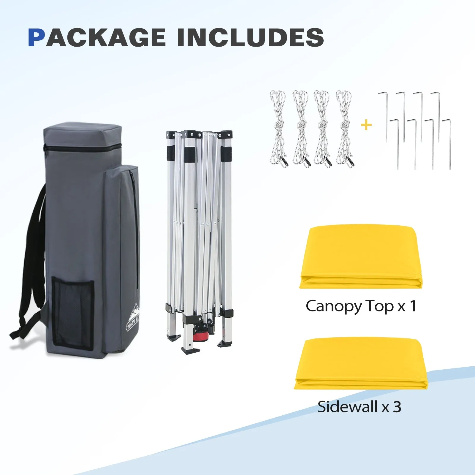 Day Tripper 8x8 Aluminum Super-Lightweight Slant Leg Pop Up Canopy with 3 Removable Walls