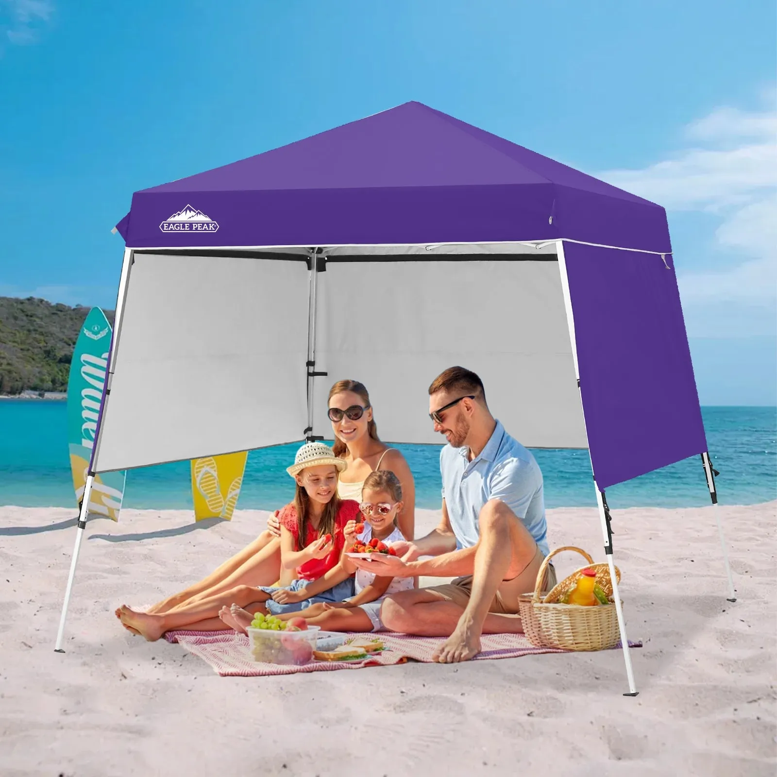 Day Tripper 8x8 Aluminum Super-Lightweight Slant Leg Pop Up Canopy with 3 Removable Walls