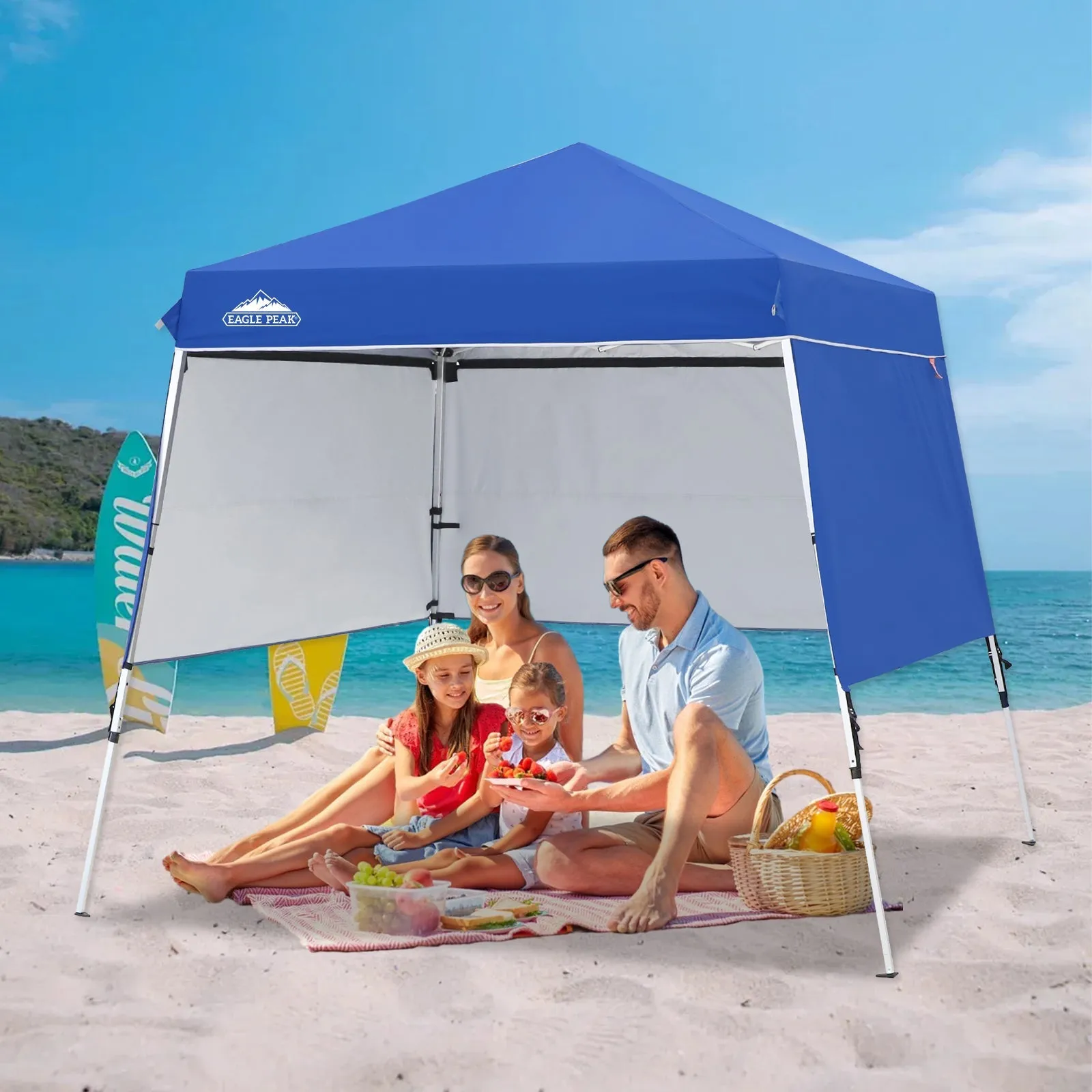 Day Tripper 8x8 Aluminum Super-Lightweight Slant Leg Pop Up Canopy with 3 Removable Walls