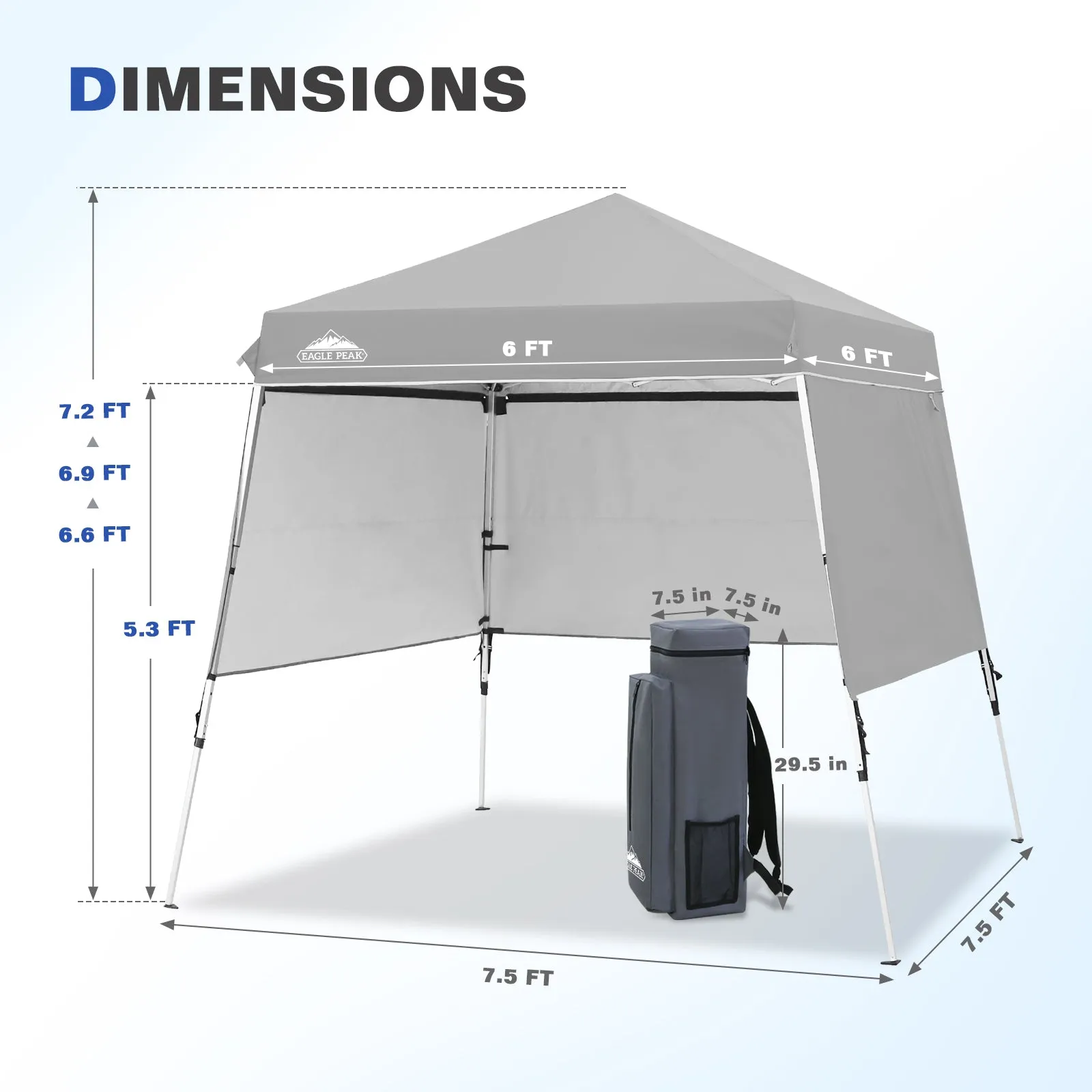 Day Tripper 8x8 Aluminum Super-Lightweight Slant Leg Pop Up Canopy with 3 Removable Walls