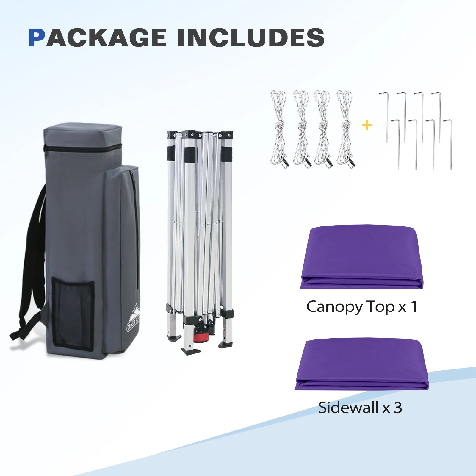 Day Tripper 8x8 Aluminum Super-Lightweight Slant Leg Pop Up Canopy with 3 Removable Walls