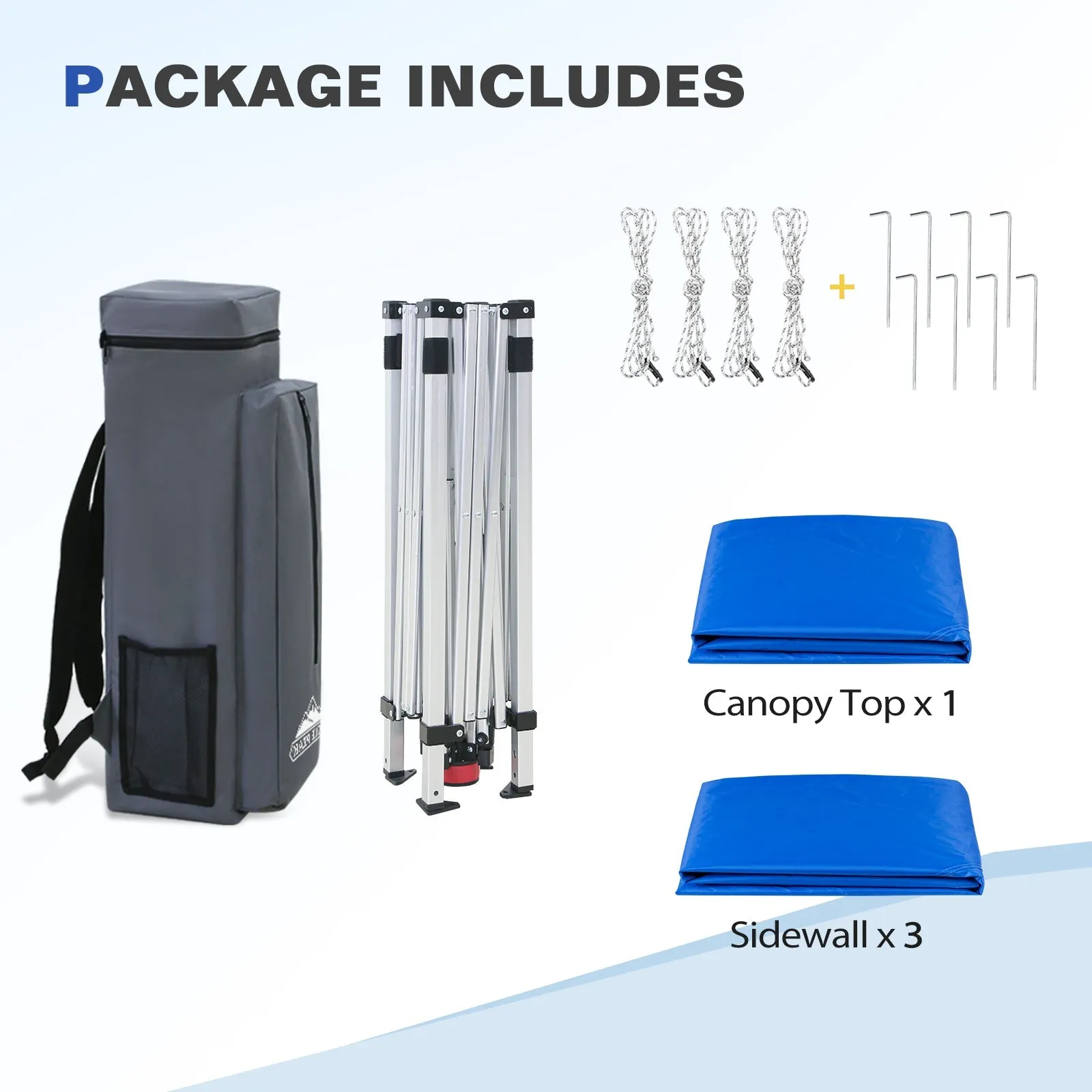 Day Tripper 8x8 Aluminum Super-Lightweight Slant Leg Pop Up Canopy with 3 Removable Walls