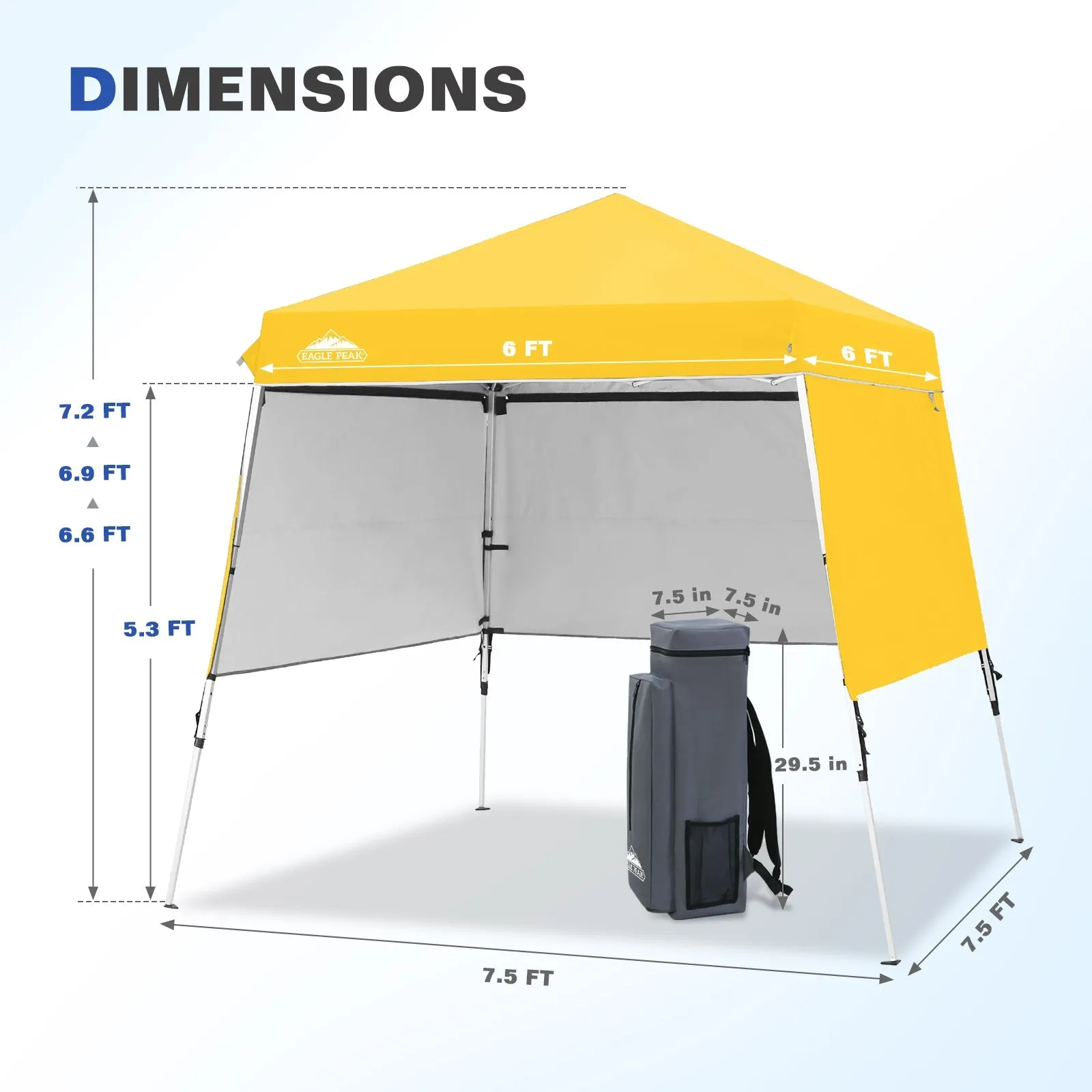 Day Tripper 8x8 Aluminum Super-Lightweight Slant Leg Pop Up Canopy with 3 Removable Walls