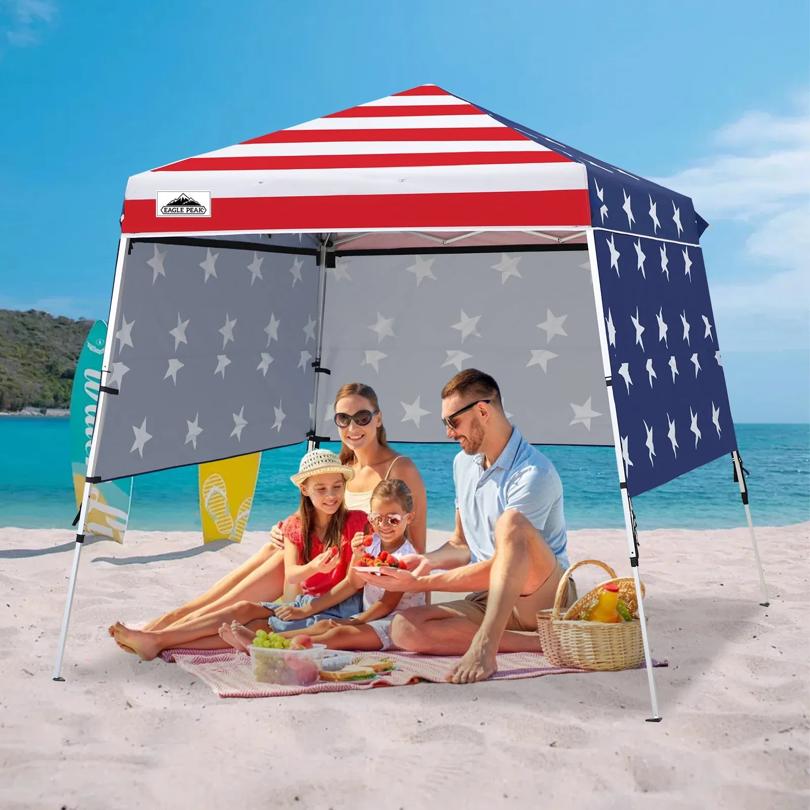 Day Tripper 8x8 Aluminum Super-Lightweight Slant Leg Pop Up Canopy with 3 Removable Walls