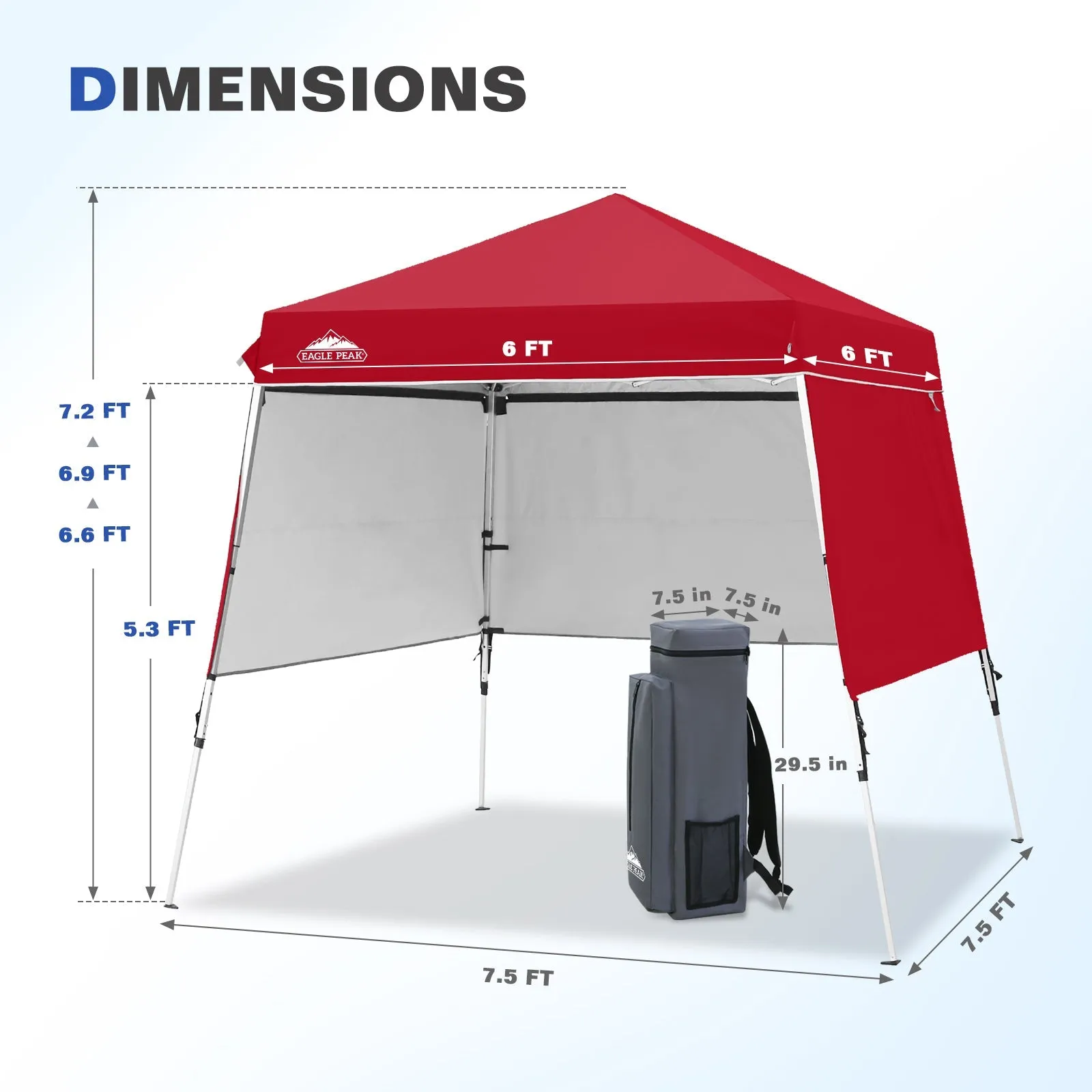 Day Tripper 8x8 Aluminum Super-Lightweight Slant Leg Pop Up Canopy with 3 Removable Walls