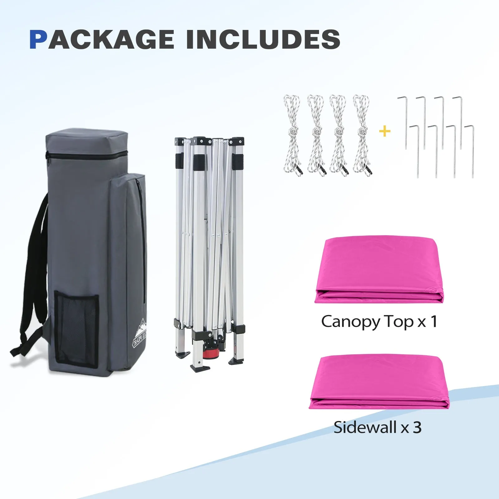 Day Tripper 8x8 Aluminum Super-Lightweight Slant Leg Pop Up Canopy with 3 Removable Walls