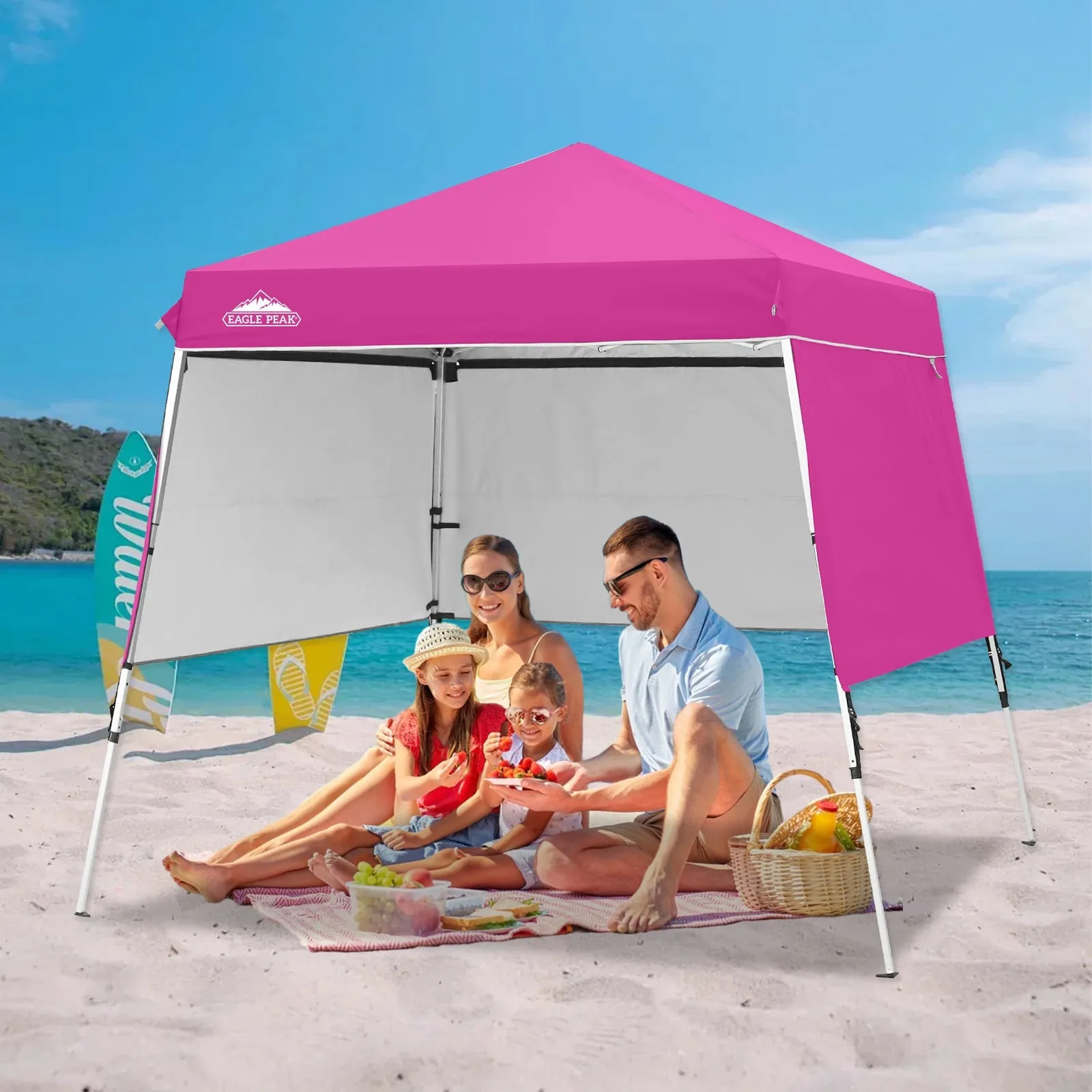 Day Tripper 8x8 Aluminum Super-Lightweight Slant Leg Pop Up Canopy with 3 Removable Walls