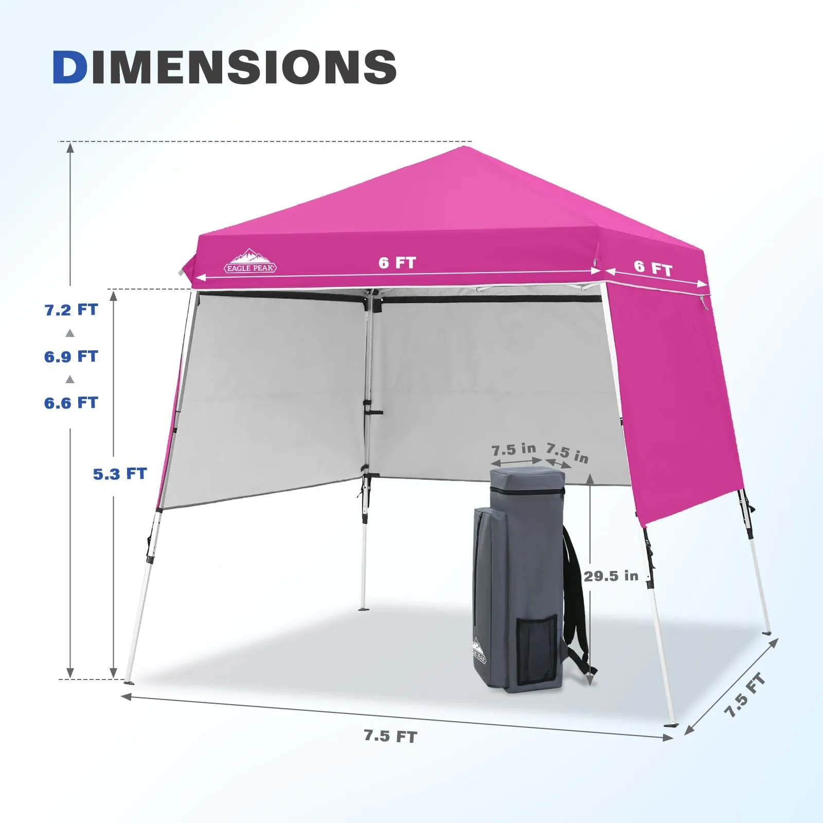 Day Tripper 8x8 Aluminum Super-Lightweight Slant Leg Pop Up Canopy with 3 Removable Walls