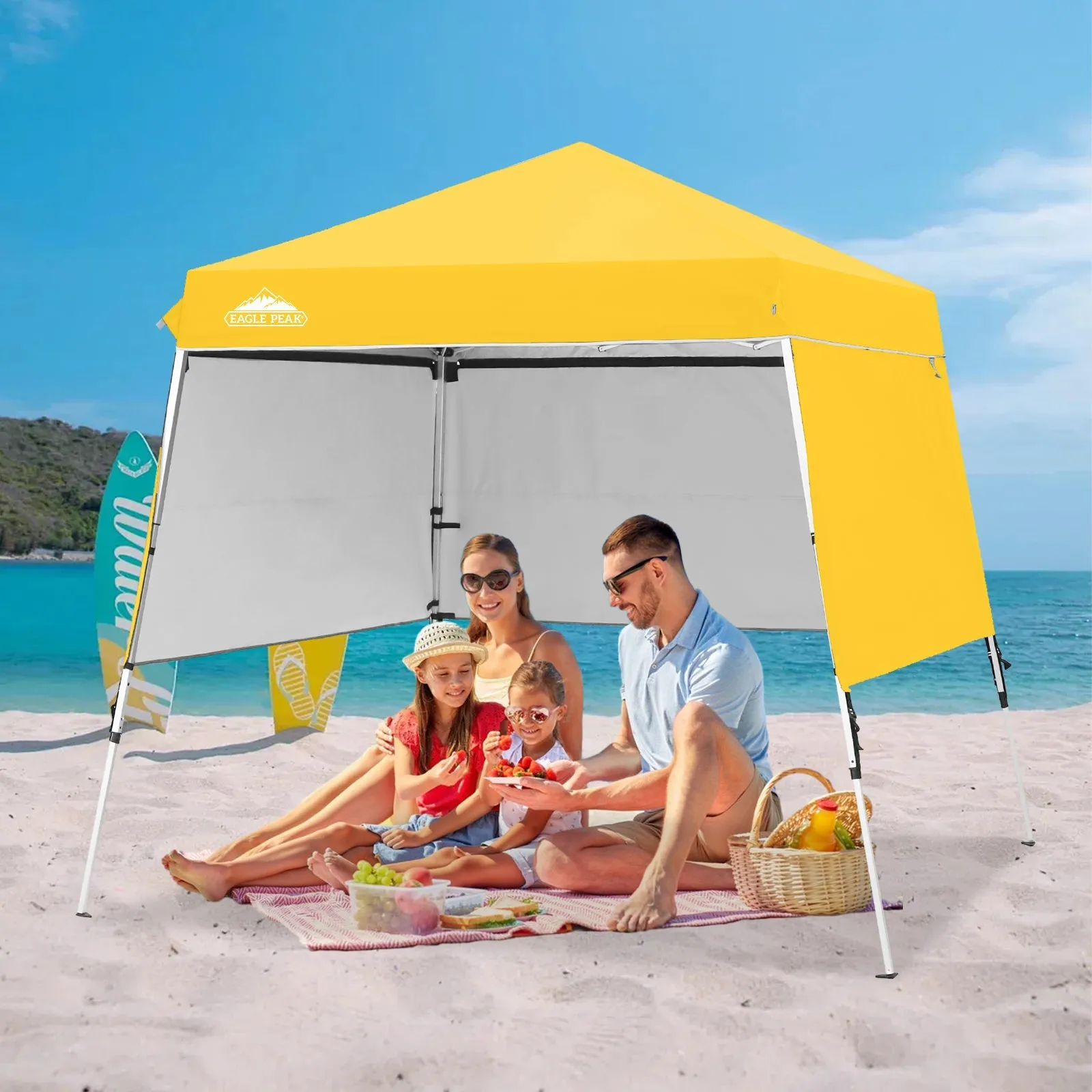 Day Tripper 8x8 Aluminum Super-Lightweight Slant Leg Pop Up Canopy with 3 Removable Walls