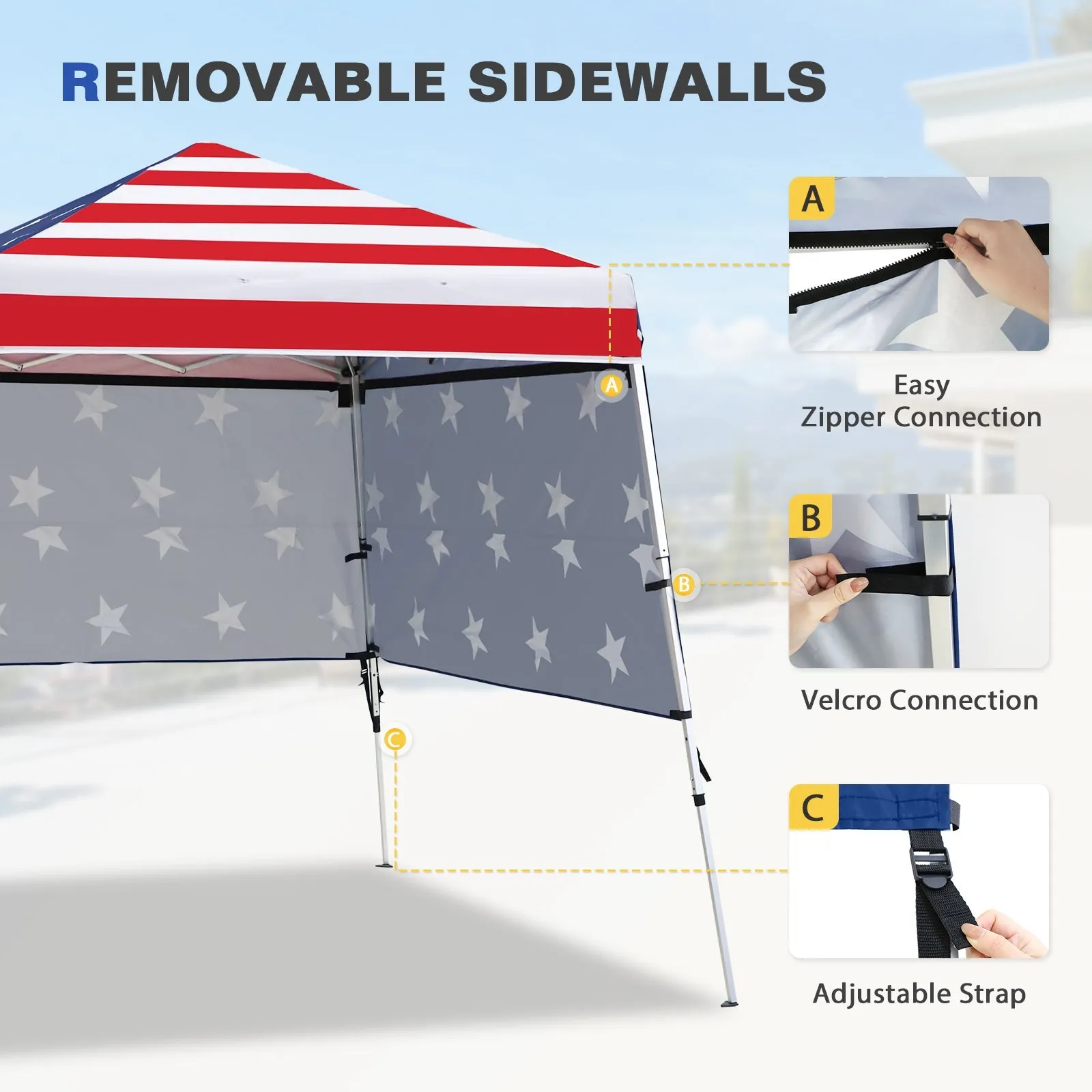 Day Tripper 8x8 Aluminum Super-Lightweight Slant Leg Pop Up Canopy with 3 Removable Walls