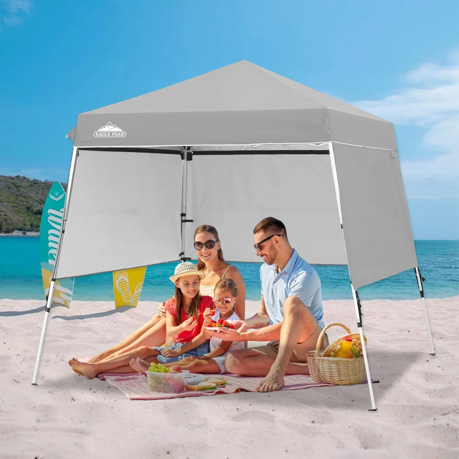 Day Tripper 8x8 Aluminum Super-Lightweight Slant Leg Pop Up Canopy with 3 Removable Walls