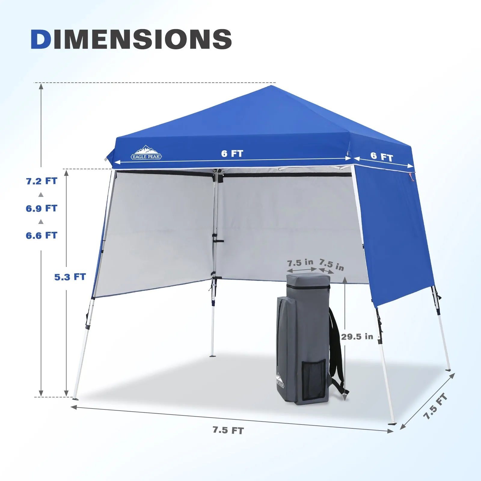 Day Tripper 8x8 Aluminum Super-Lightweight Slant Leg Pop Up Canopy with 3 Removable Walls