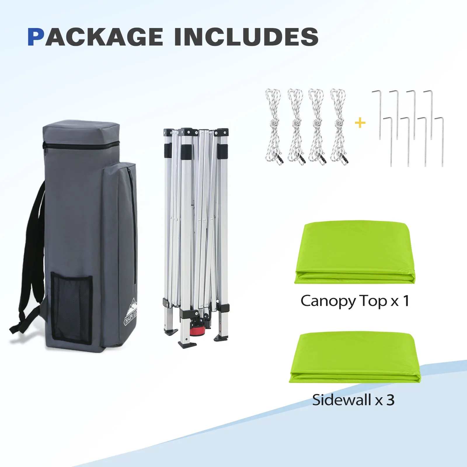Day Tripper 8x8 Aluminum Super-Lightweight Slant Leg Pop Up Canopy with 3 Removable Walls