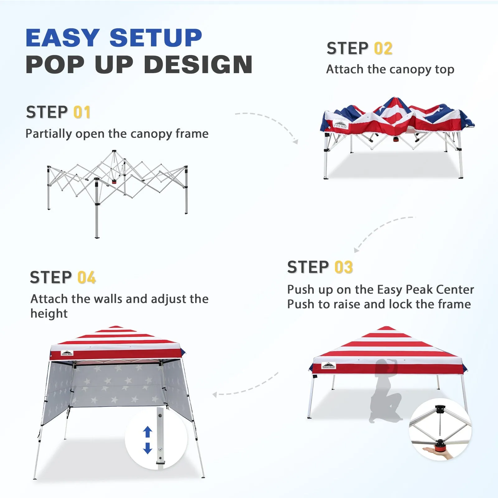 Day Tripper 8x8 Aluminum Super-Lightweight Slant Leg Pop Up Canopy with 3 Removable Walls