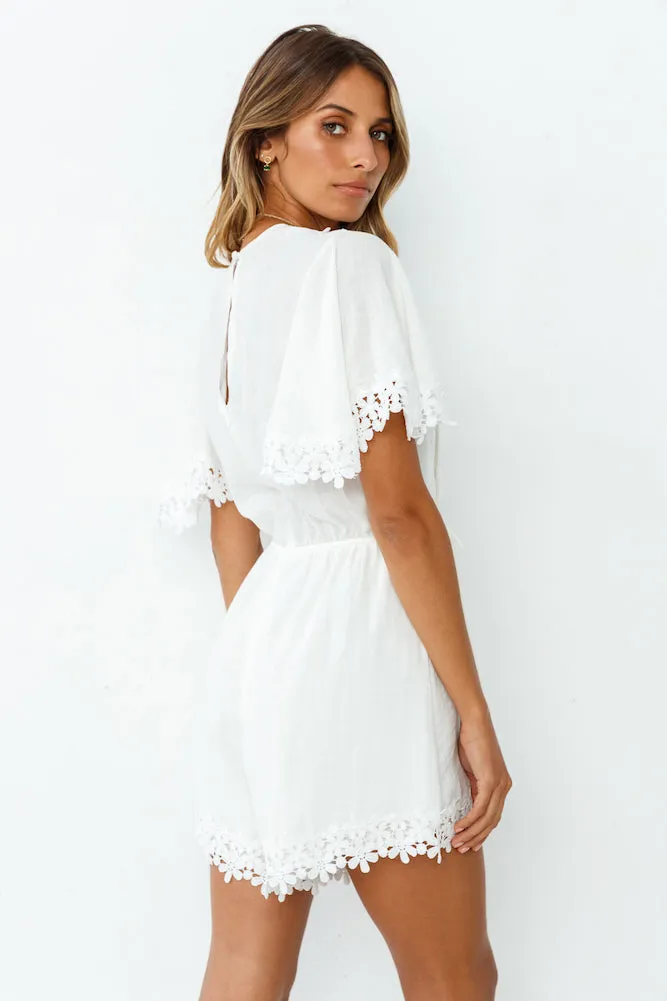 Footprints In The Sand Playsuit White