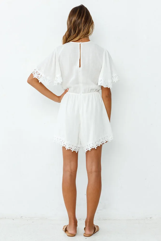Footprints In The Sand Playsuit White