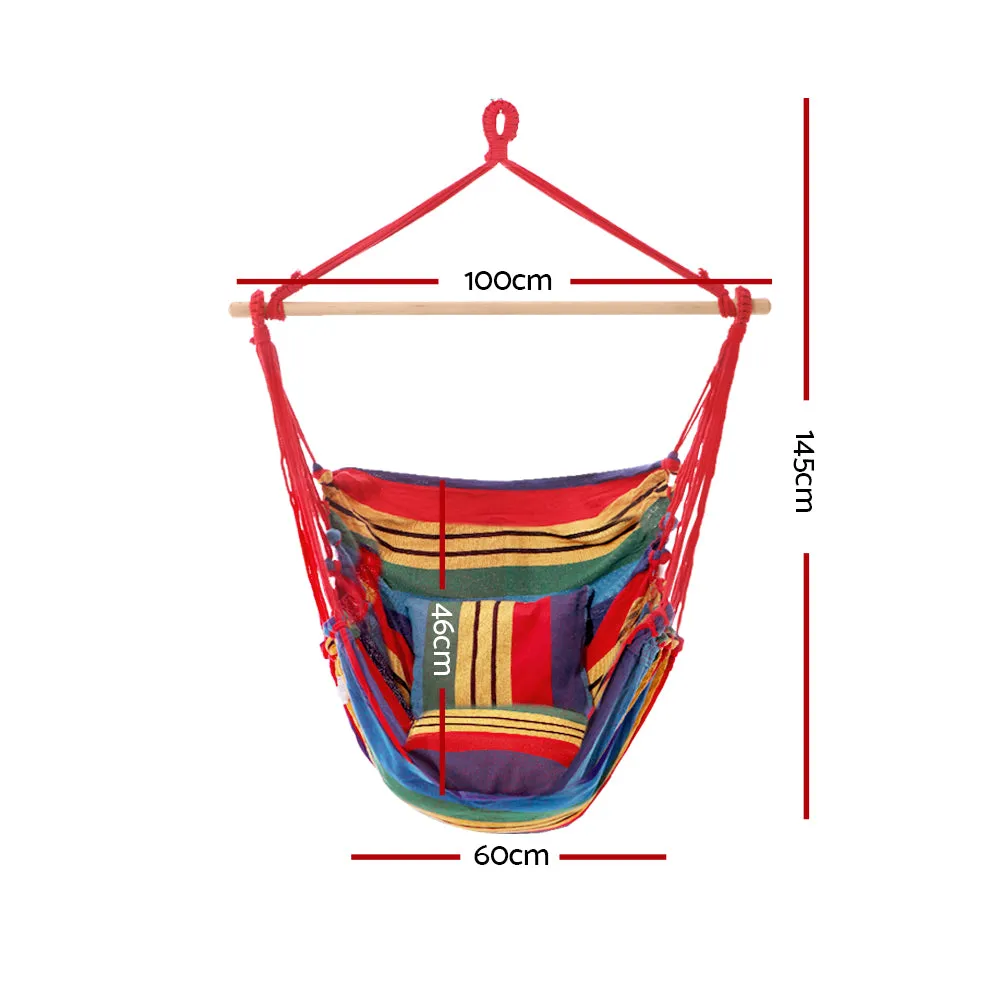Hammock Chair Outdoor Camping Hanging Hammocks Cushion Pillow Rainbow