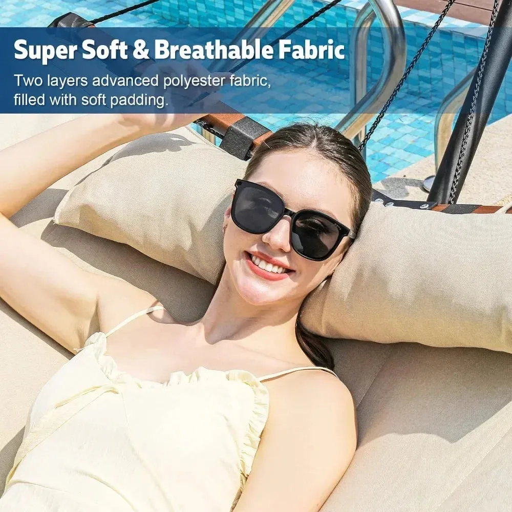 Hammock with Stand Included 55 X 79IN Large Hammock with Hardwood Spreader Bar & Nylon Rope for Outside-Camping Hammock