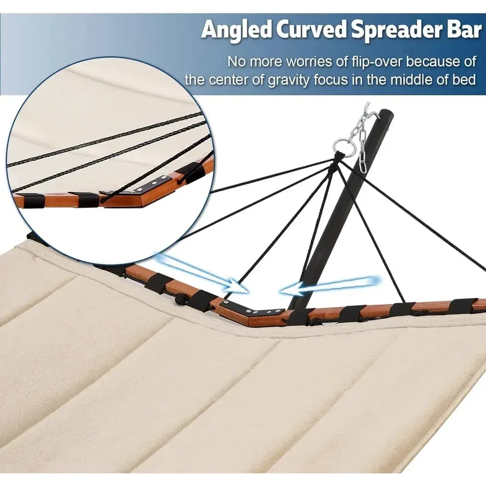 Hammock with Stand Included 55 X 79IN Large Hammock with Hardwood Spreader Bar & Nylon Rope for Outside-Camping Hammock