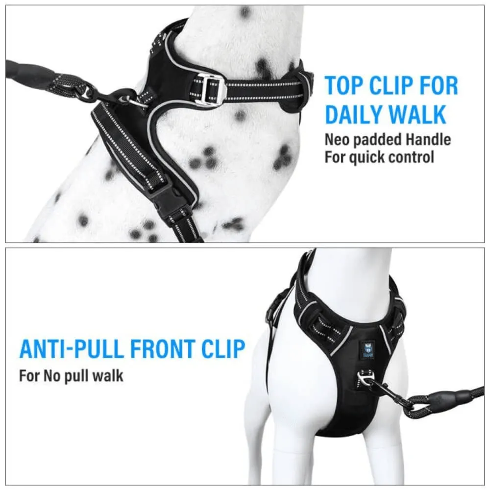 Hank 3M Reflective Harness for Puller Dogs (Black)