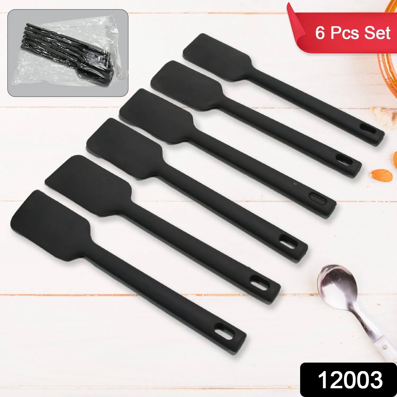 Multipurpose Silicone Spoon, Silicone Basting Spoon Non-Stick Kitchen Utensils Household Gadgets Heat-Resistant Non Stick Spoons Kitchen Cookware Items ForCooking and Baking (6 Pcs Set)