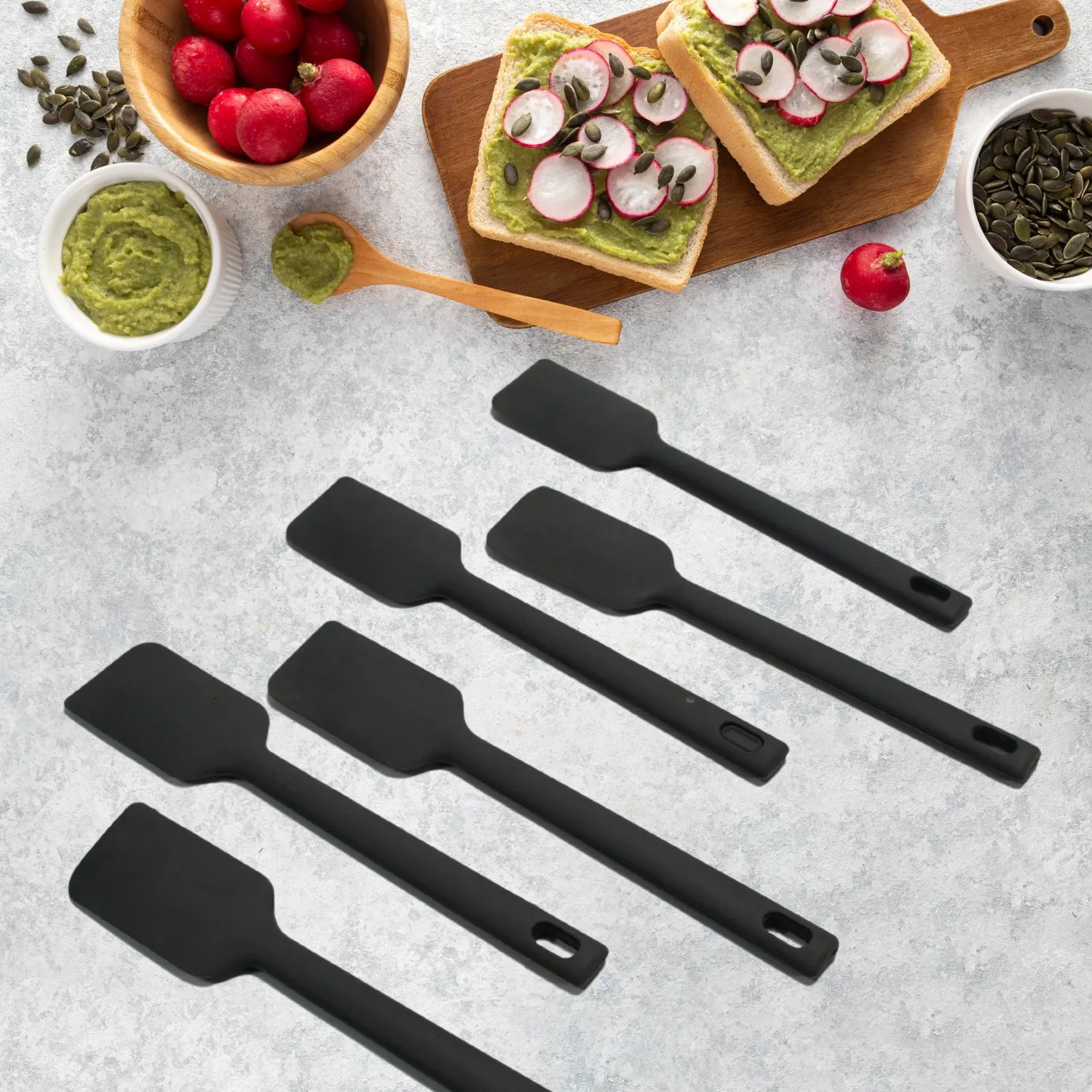Multipurpose Silicone Spoon, Silicone Basting Spoon Non-Stick Kitchen Utensils Household Gadgets Heat-Resistant Non Stick Spoons Kitchen Cookware Items ForCooking and Baking (6 Pcs Set)