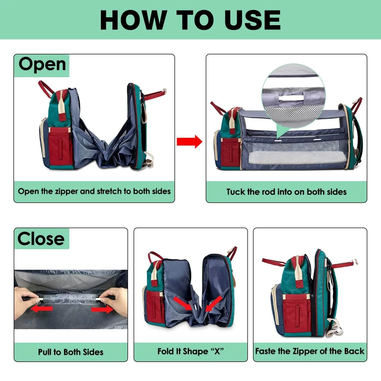 New Diaper Bag Backpack With Bed Changing Station