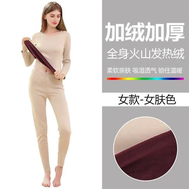 Plus Velvet Thick Warm Thermal Underwear Set Long Johns For couples Warm Thermal Clothing Men Woman Winter Suit Wear